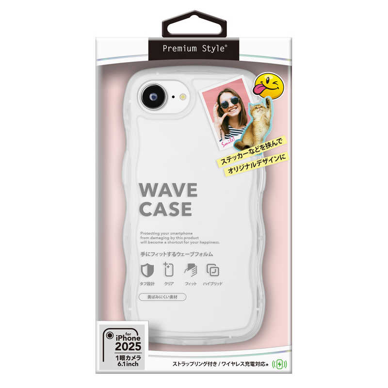 ピージーエー PGA ウェーブケース  iPhone16e用 クリア PG-25KWPT01CL