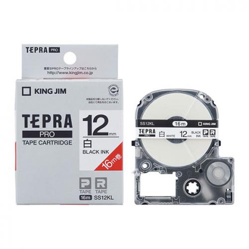 KING JIM TEPRA 白ラベルテープ 白テープ 黒文字 12mm SS12KL キングジム テプラ