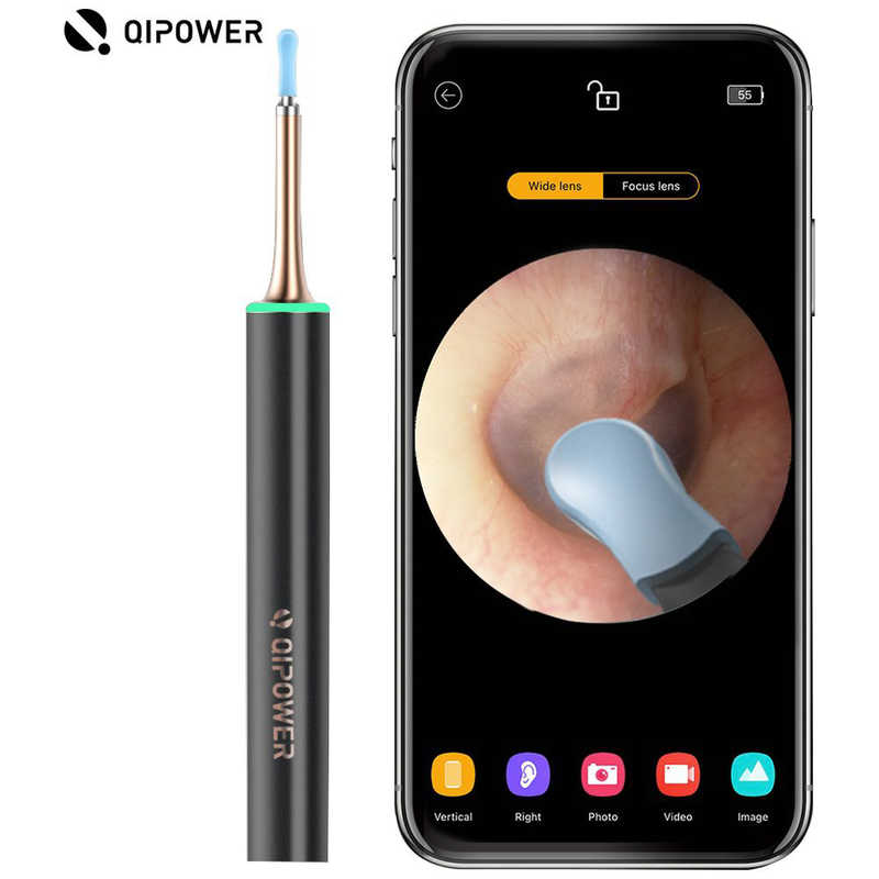 MAXEVIS マゼビス スマホで見れる耳かき QiPower スマート耳かき QE-15 ブラック IOT-QP-15-BK