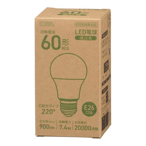 オーム電機 OHM LED電球 E26 60形相当 昼白色LDA7N-G AG56