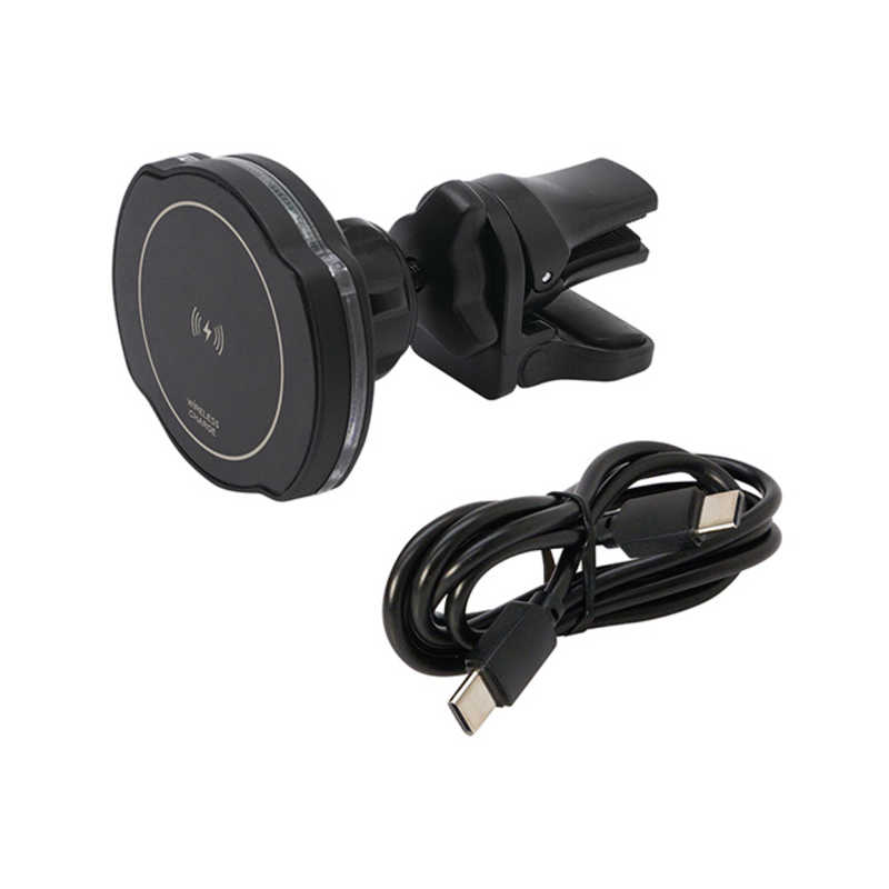 ヤック YAC 車載用 15Wワイヤレスチャージ マグホルダー エアコン（ブラック） PF418