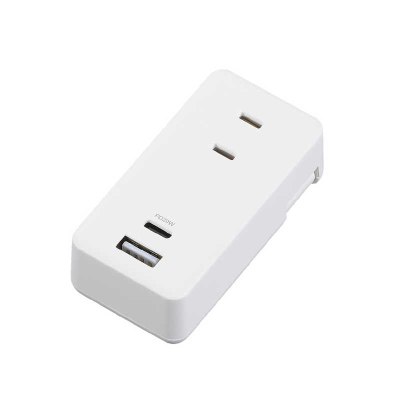 ヤザワ YAZAWA 極小USBタップ2個口PD20W ホワイト H5FS400PD20WH