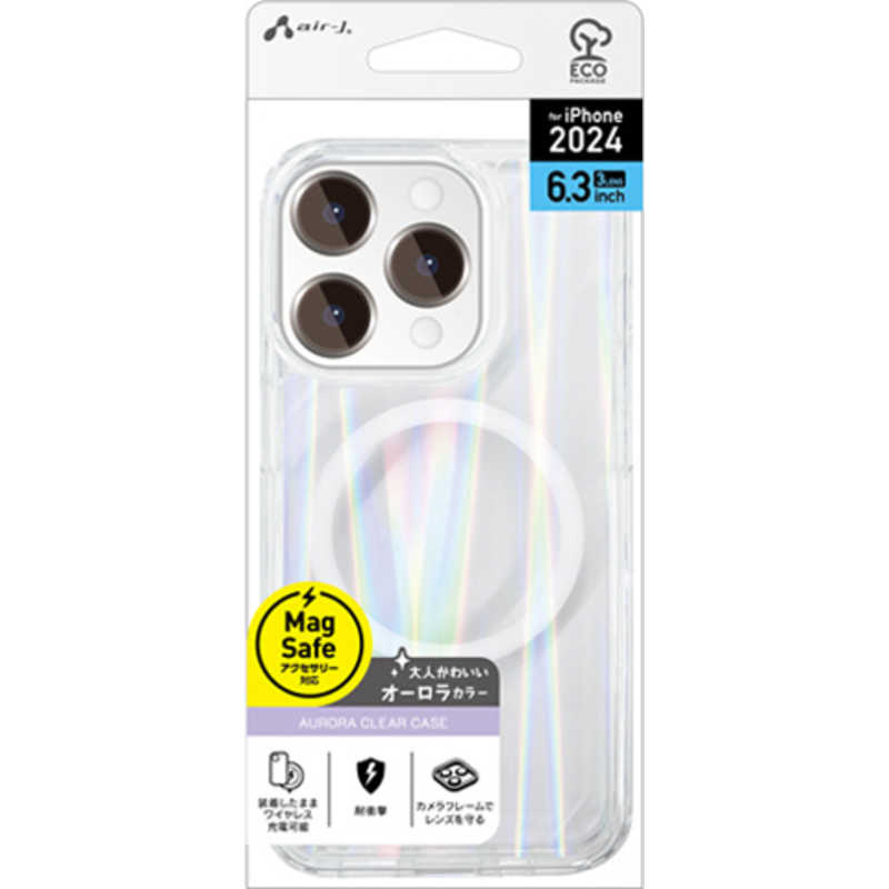 エアージェイ air-j iPhone 16 Pro(6.3インチ) Magsafe対応クリアケース オーロラ ACP24PMSO