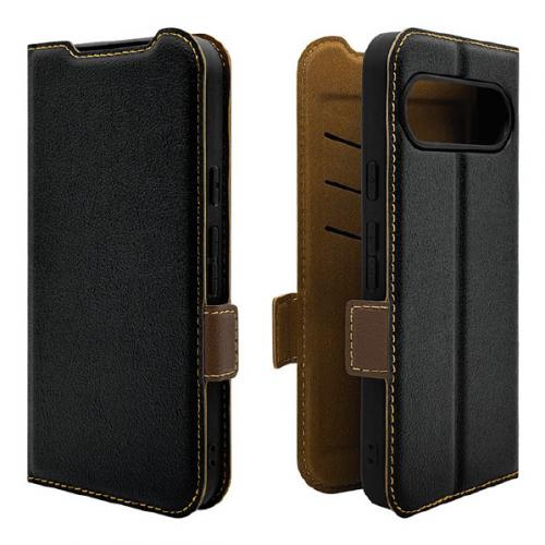 ラスタバナナ RastaBanana Google Pixel9/9 Pro用薄型手帳サイドマグネットケース 衝撃吸収 ブラック×ブラウン 8048P9BSMBKB
