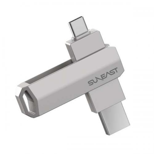 SUNEAST サンイースト 外付けSSD スティック型 1TB USB Type C/USB-A両対応 プラチナシルバー SE-PS0001T2LO1SF