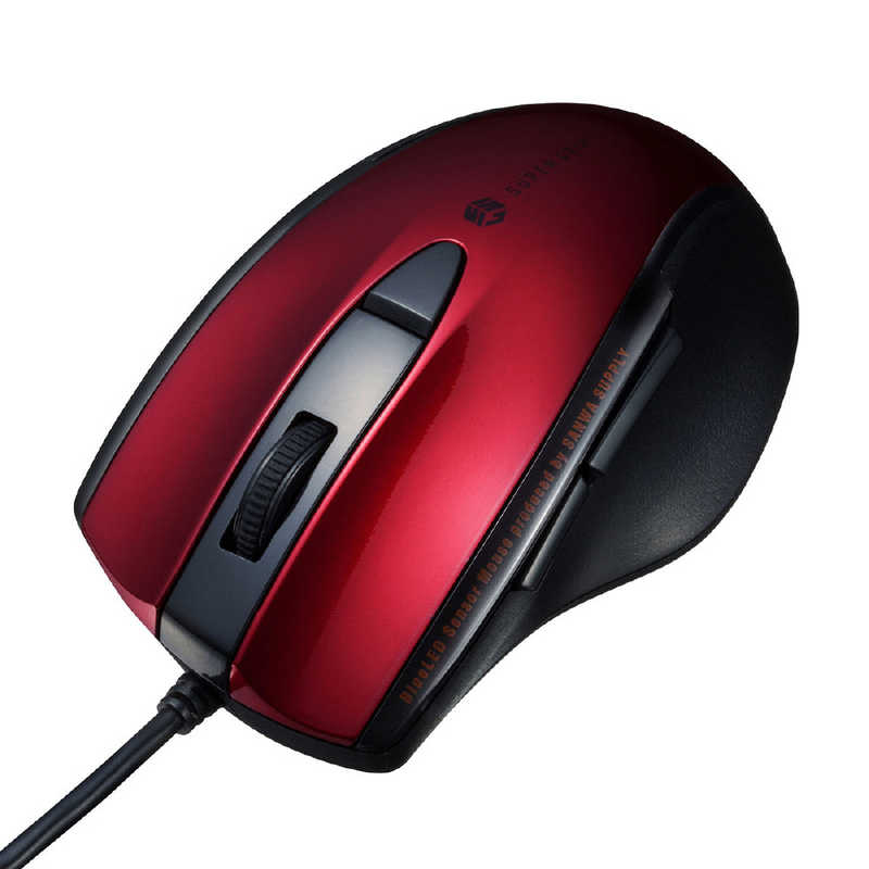 サンワサプライ Sanwa Supply 静音有線ブルーLEDマウス(5ボタン) レッド MA-BL168R