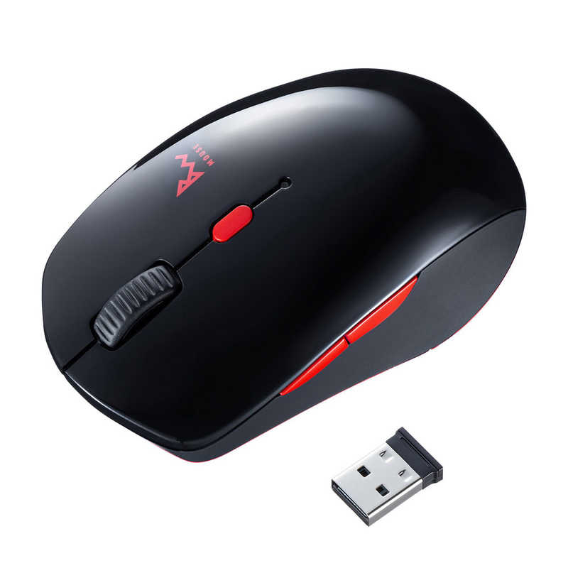 サンワサプライ Sanwa Supply 静音ワイヤレスブルーLEDコンボマウス ブラックレッド MA-WBTBL193BKR