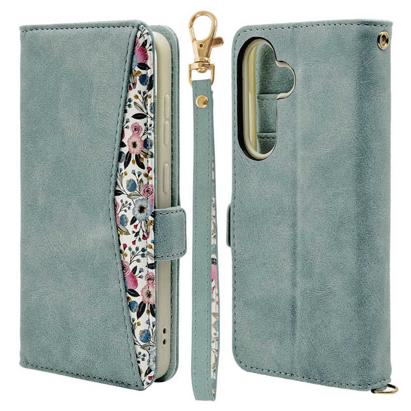 ラスタバナナ RastaBanana Galaxy S24用花柄手帳型ケース ライトブルー 7828GS24BHLBL