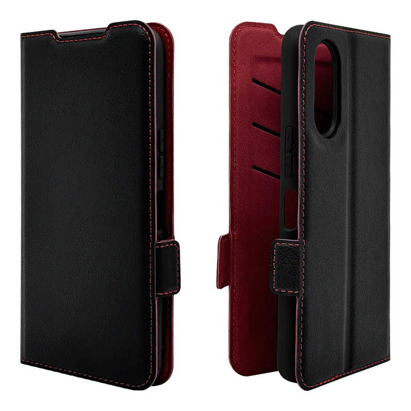 ラスタバナナ RastaBanana arrows We2(F-52E/FCG02)用薄型手帳サイドマグネットケース ブラック×レッド 7976ARWE2BSMBKR