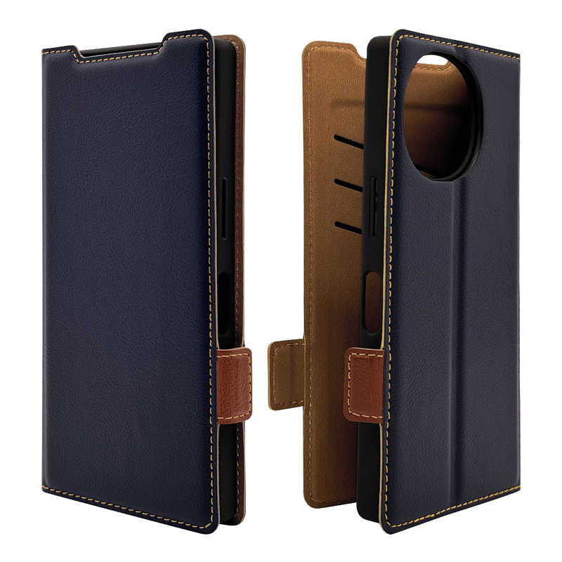 ラスタバナナ RastaBanana AQUOS R9 薄型手帳サイドマグネットケース NV×BR ネイビー×ブラウン 8029AR9BSMNVB