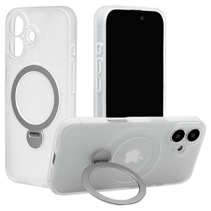 ラスタバナナ RastaBanana iPhone 16用ZEROSAFE SHAFT カメラ周囲保護 MAGSAFE対応360°回転スタンドケース フロストホワイト 8286IP461ZSFSLWH