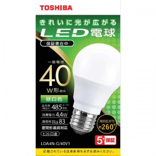 東芝 TOSHIBA LED電球 40W 昼白色 E26 LDA4N-G/40V1