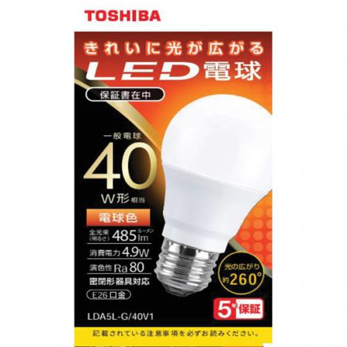東芝 TOSHIBA LED電球 40W 電球色 E26 LDA5L-G/40V1