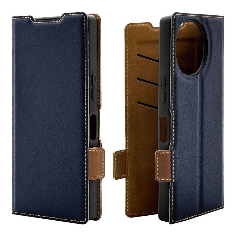 ラスタバナナ RastaBanana AQUOS R10用薄型手帳サイドマグネットケース ネイビー＊ブラウン 8802AR10BSMNVB