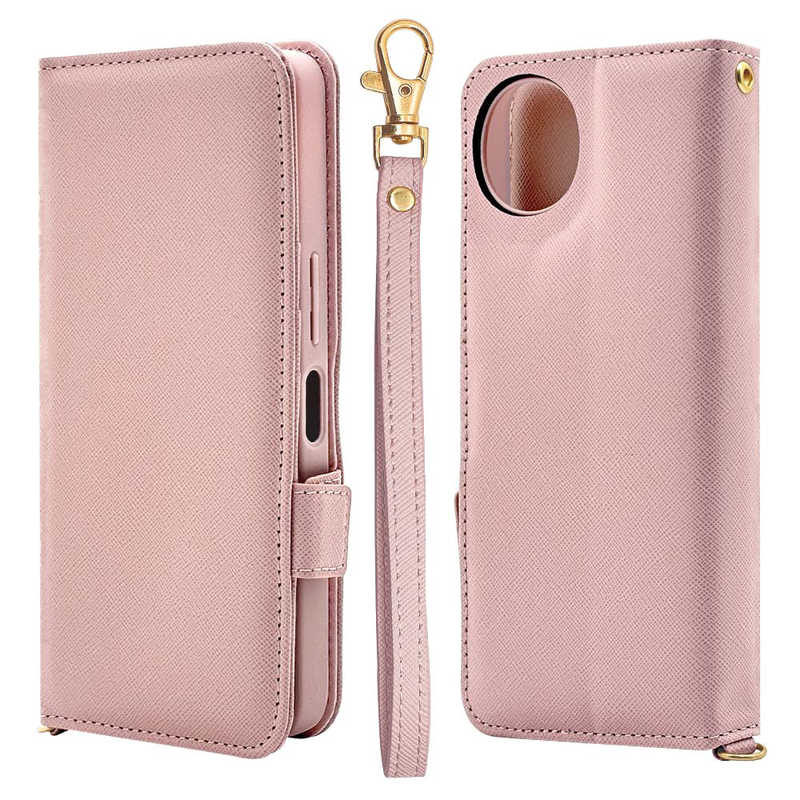 ラスタバナナ RastaBanana AQUOS wish5用ハンドストラップ付き手帳型ケース ライトピンク 8812AW5BHSLPK