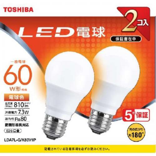東芝 TOSHIBA LED電球 E26 電球色 LDA7L-G/K60V1P