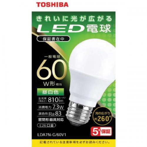 東芝 TOSHIBA LED電球 全方向 昼白色 60W形相当 LDA7N-G/60V1
