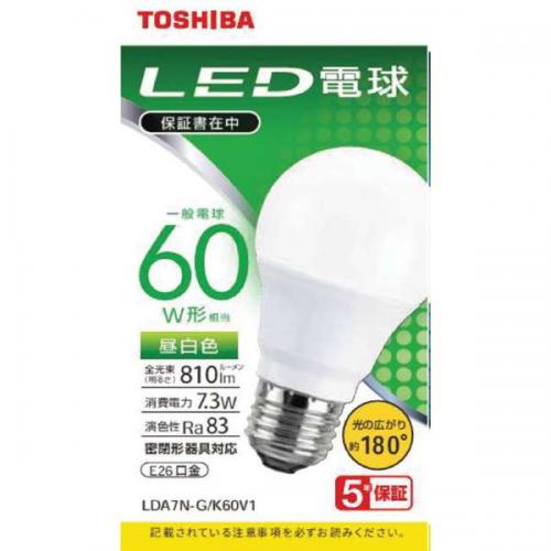 東芝 TOSHIBA LED電球 広配光 昼白色 60W形相当 E26 昼白色 LDA7N-G/K60V1