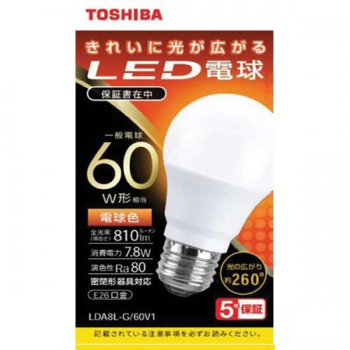 東芝 TOSHIBA LED電球 全方向 電球色 60W形相当 LDA8L-G/60V1