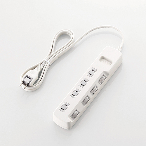 エレコム ELECOM ほこり防止シャッター・個別スイッチ付 省エネタップ 4個口 2m ホワイト T-E6A-2420WH