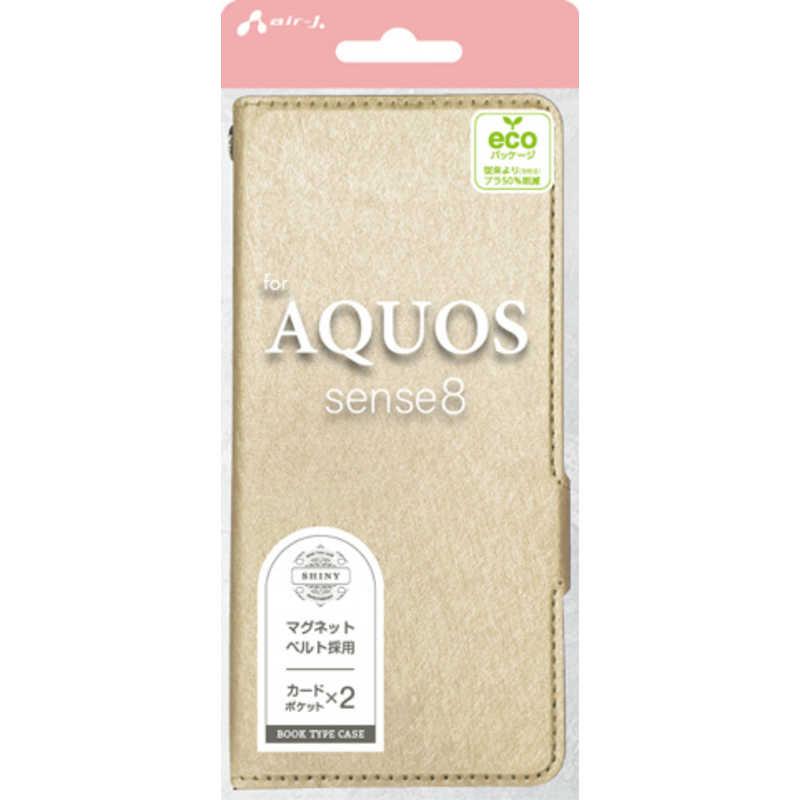 エアージェイ air-j AQUOS sense8 シャイニー手帳型ケース シャンパンゴールド ACAQS8SHYSG
