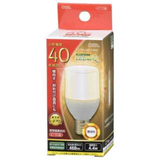 オーム電機 OHM LED電球 T形 E17 40形相当 電球色 LDT4L-G-E17 IG92
