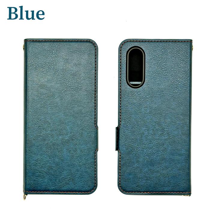 エアージェイ air-j AQUOS BASIO active3 ソフトレザー手帳型ケース ブルー ACBASIOA3PBBL