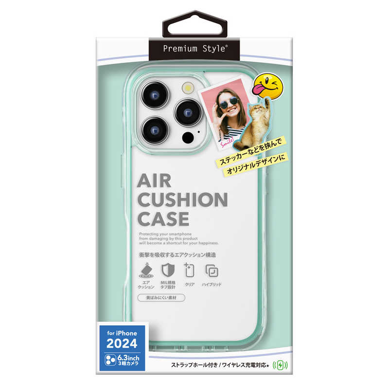 PGA iPhone 16 Pro用エアクッションケース ミント PG-24BPTA04GR
