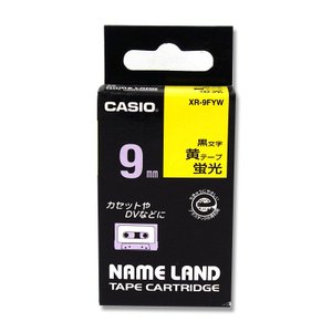 カシオ CASIO ネームランド用テープカートリッジ 蛍光黄テープ 黒文字 蛍光色テープ9mm XR-9FYW