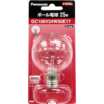 パナソニック Panasonic 白熱電球 ボール電球 E17口金 100V 25W形(24W) 50mm径 クリア GC100V24W50E17