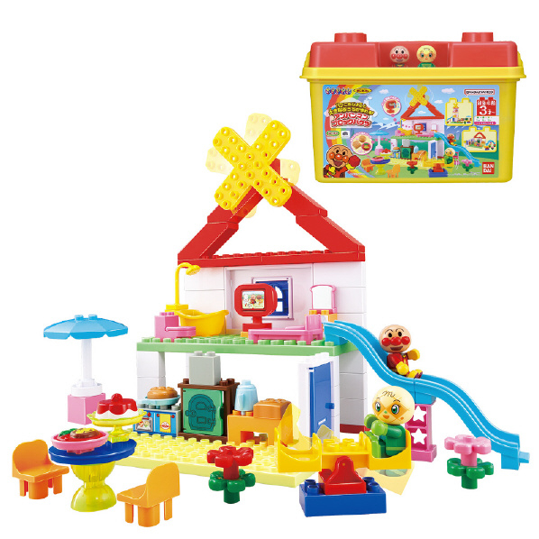 バンダイ　BANDAI　ブロックラボ　パンこうじょうと大きなおうちが作れる！ アンパンマンブロックバケツ