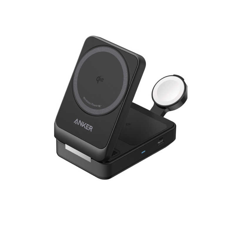 Anker 充電器 Anker MagGo Wireless Charging Station (Foldable 3-in-1) ブラック B2557N11