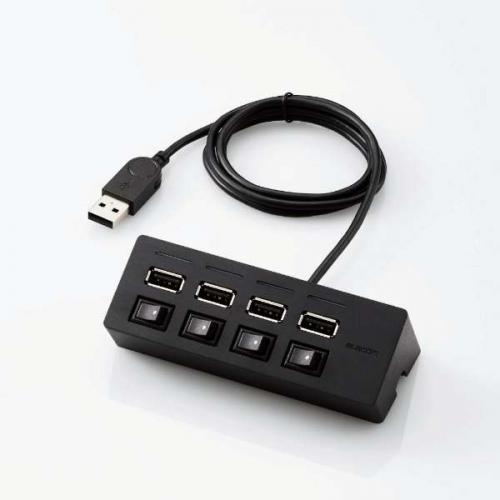 エレコム ELECOM 機能主義USBハブ スイッチ付き4ポート U2H-TZS428BBK ブラック