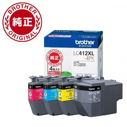 ブラザー brother 純正プリンターインク 大容量タイプ 4色パック LC412XL-4PK