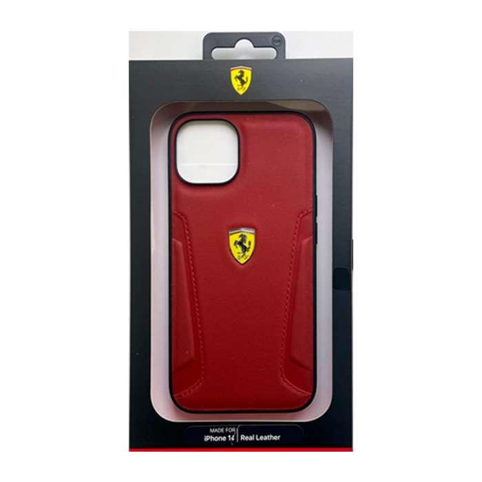 フェラーリ Ferrari iPhone 14用 フェラーリ 公式ライセンス 本革 背面ケース レッド FEHCP14SRBUR