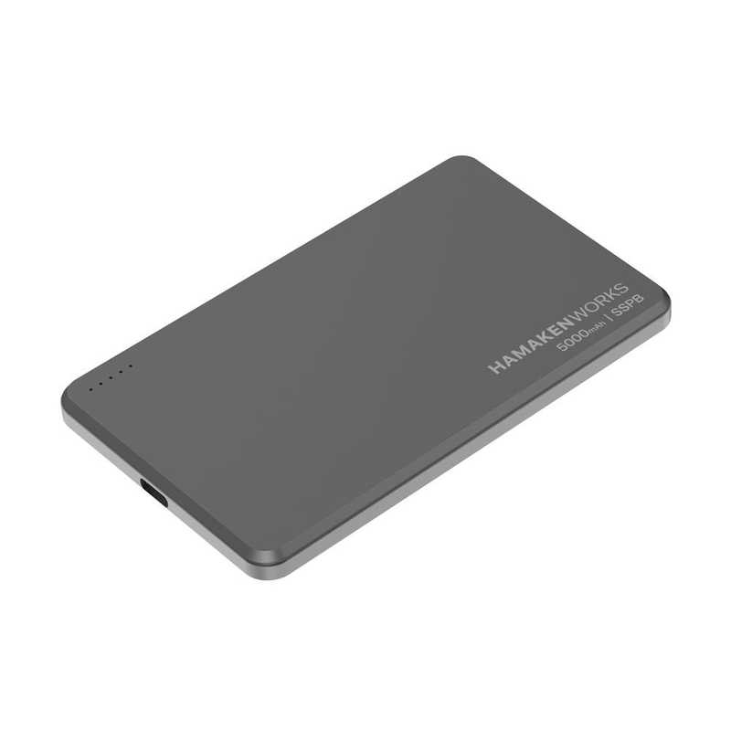 ハマケンワークス 準固体モバイルバッテリー 5,000mAh ブラック HW-SSPB050BKF