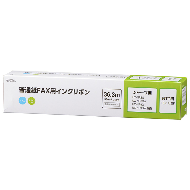 オーム電機 OHM 普通紙FAXインクリボン S-SH2タイプ 1本入 36.3m OAI-FHD36S