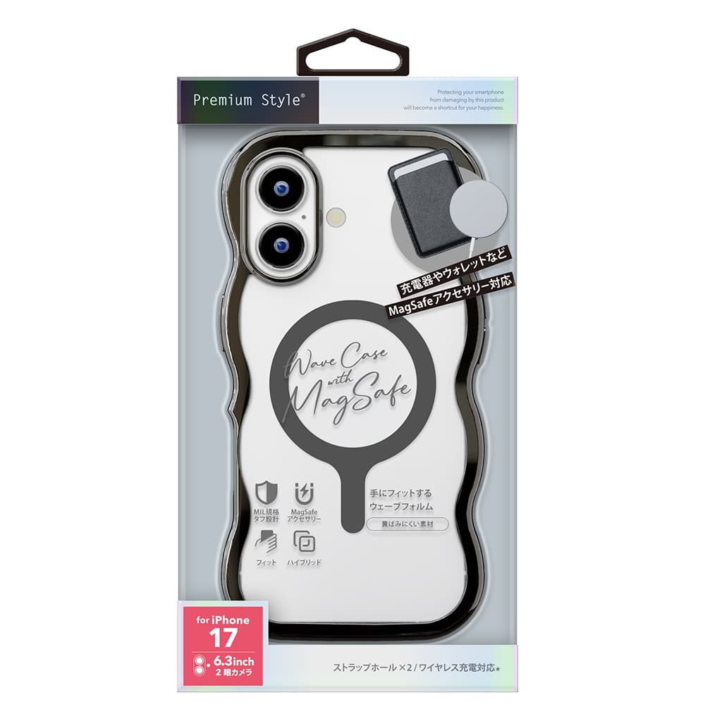 PGA iPhone 17用MagSafe ウェーブケース ブラック PG-25AMW02BK