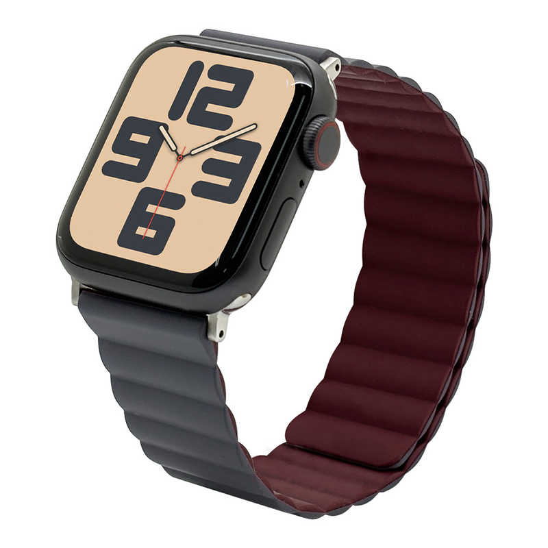ラスタバナナ RastaBanana Apple Watch 4-10/SE1-2 38/40/41/42(10のみ)mm用マグネットシリコンバンド グレー*ワインレッド RBLAWM4007GRYRD