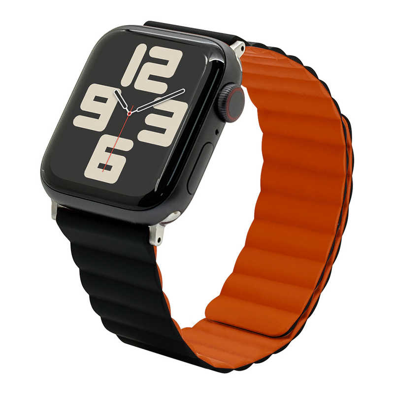 ラスタバナナ RastaBanana Apple Watch 44/45/46/49mm マグネットシリコンバンド ブラック×オレンジ RBLAWM4407BKOR