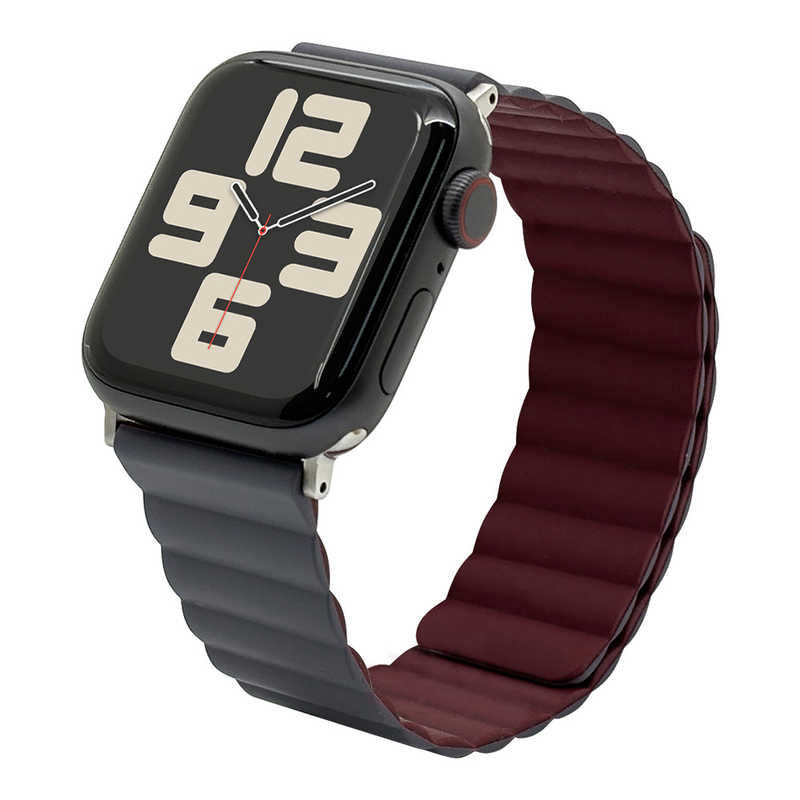 ラスタバナナ RastaBanana Apple Watch 44/45/46/49mm マグネットシリコンバンド グレー×ワインレッド RBLAWM4407GRYRD