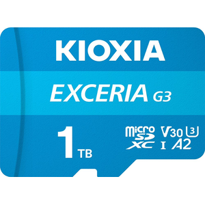 キオクシア KIOXIA EXCERIA G3 microSDXCメモリカード（Class10,UHS-I　U3,V30,A2） 1TB【4K以上の高画質動画撮影、アクションカメラ、スマートフォン、タブレット】KMU-C001T