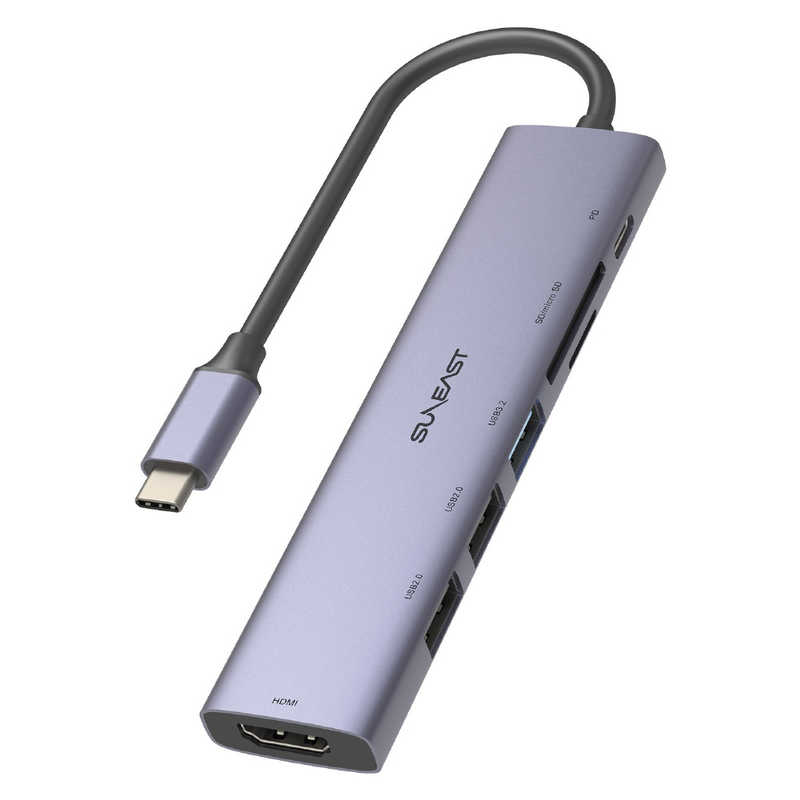SUNEAST USB PD対応 ドッキングステーション/USBハブ［バスパワー /7ポート /USB 3-2 Gen1対応 /USB Power Delivery対応］ SE-DSRC71A3MSDP