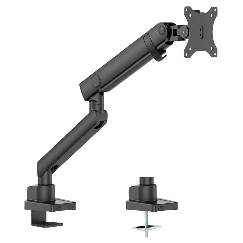 グリーンハウス 17～40インチ用液晶モニターアーム メカニカルスプリング 1画面 クランプ/グロメット式 ブラック GH-AMES1-BK