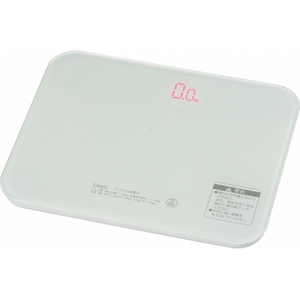 オーム電機 デジタル体重計 ホワイト HBK-T103-W
