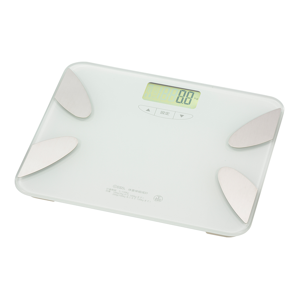オーム電機　体重体組成計 バックライト付き ホワイト　HB-KG12R2-W