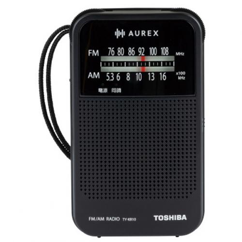 東芝 TOSHIBA ポータブルラジオ ワイドFM対応 LEDライト付き ブラック TY-KR10-K