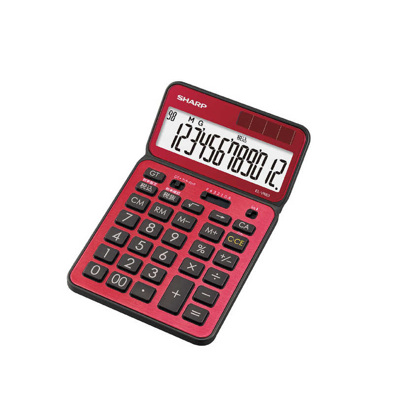 シャープ　SHARP 電卓 抗菌仕様ナイスサイズタイプ 12桁 カラー･デザイン電卓 EL-VN83RX レッド系スタイリッシュレッド