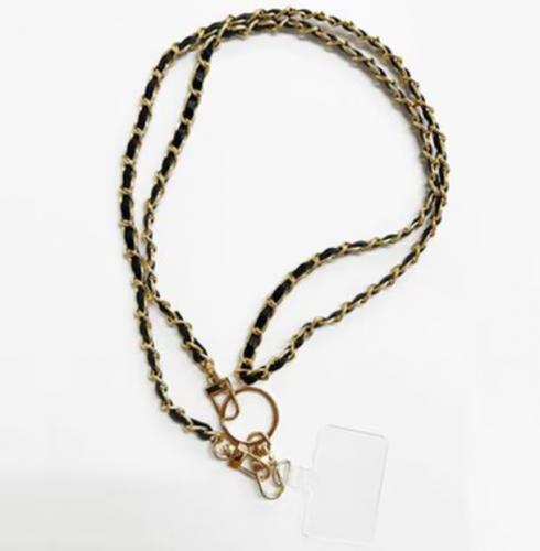 フェイム企画 FMK スマホショルダーストラップ 軽量チェーンレザー ブラック FMK-SST2293BK