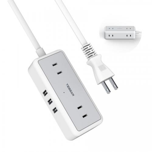 TESSAN テッサン 電源タップ 4個AC口 3USBポート 延長コード 3m TS-704-3